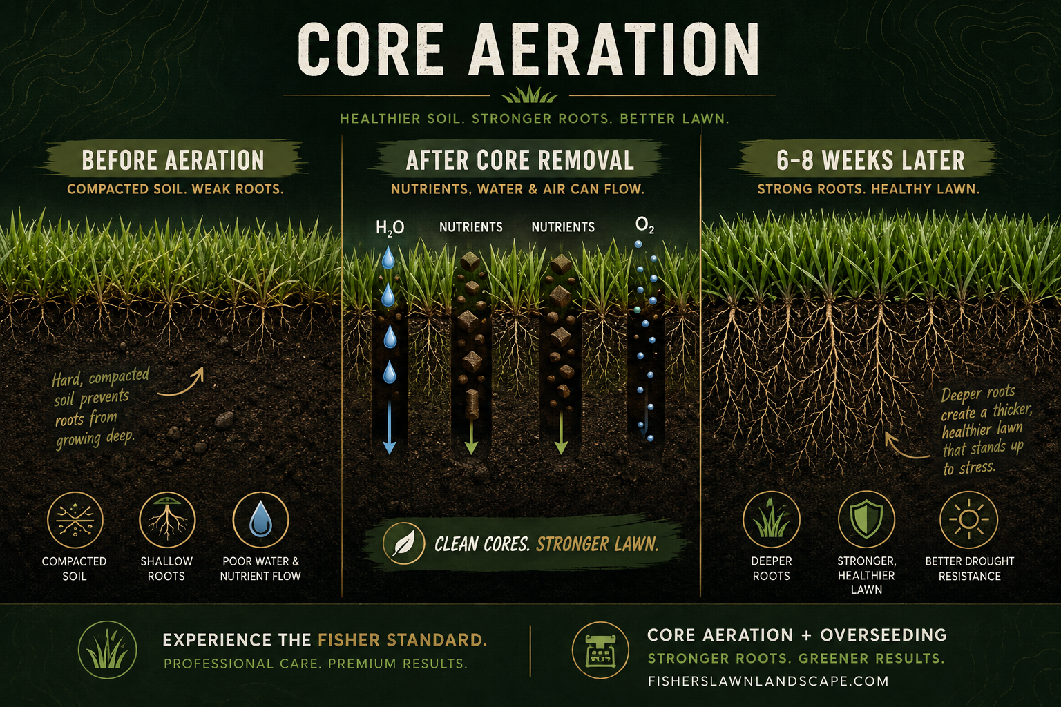 Fisher's Lawn and Landscape performing professional core aeration